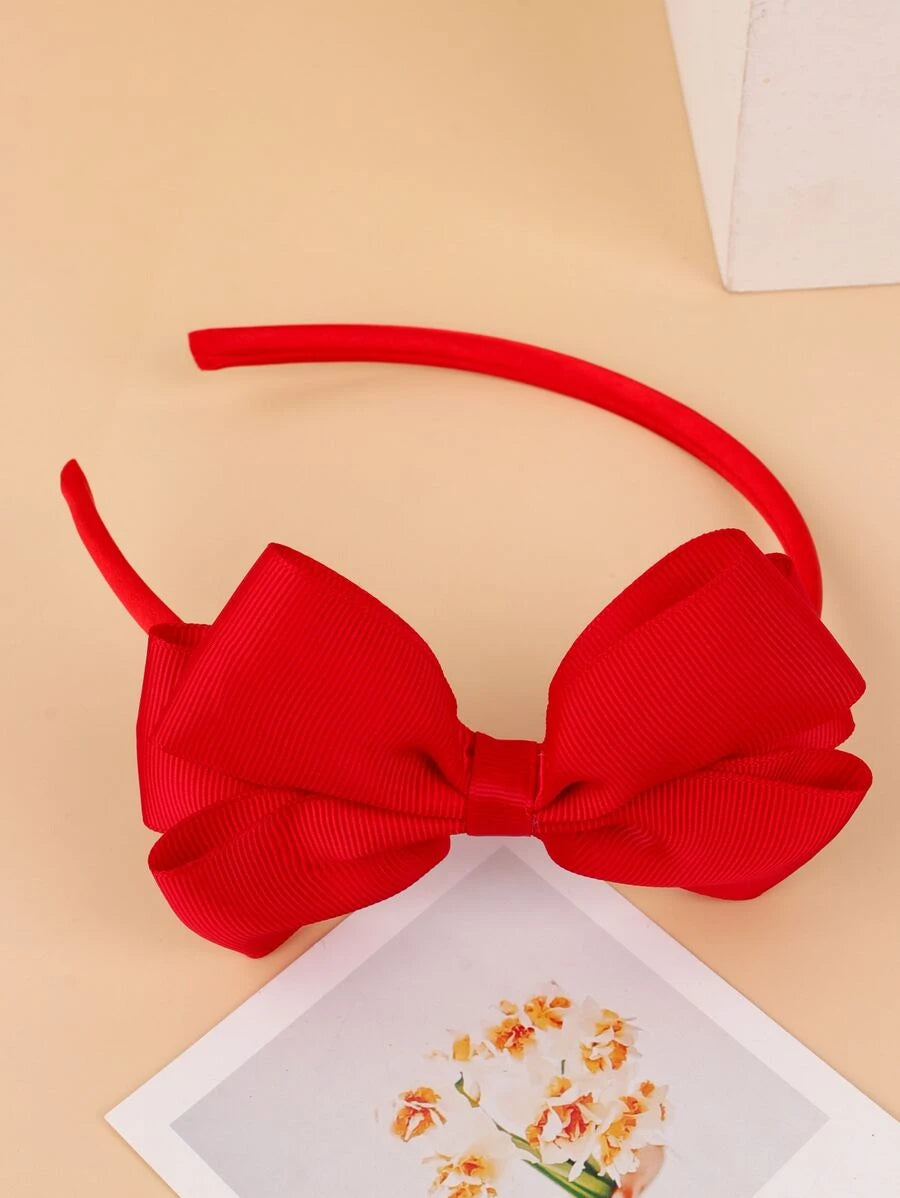 Girls Red Bow Decor Headband