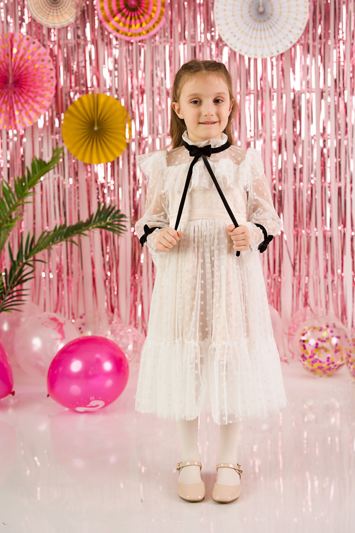 Rochie de ocazie din tull cu buline pentru fete - Dahlia