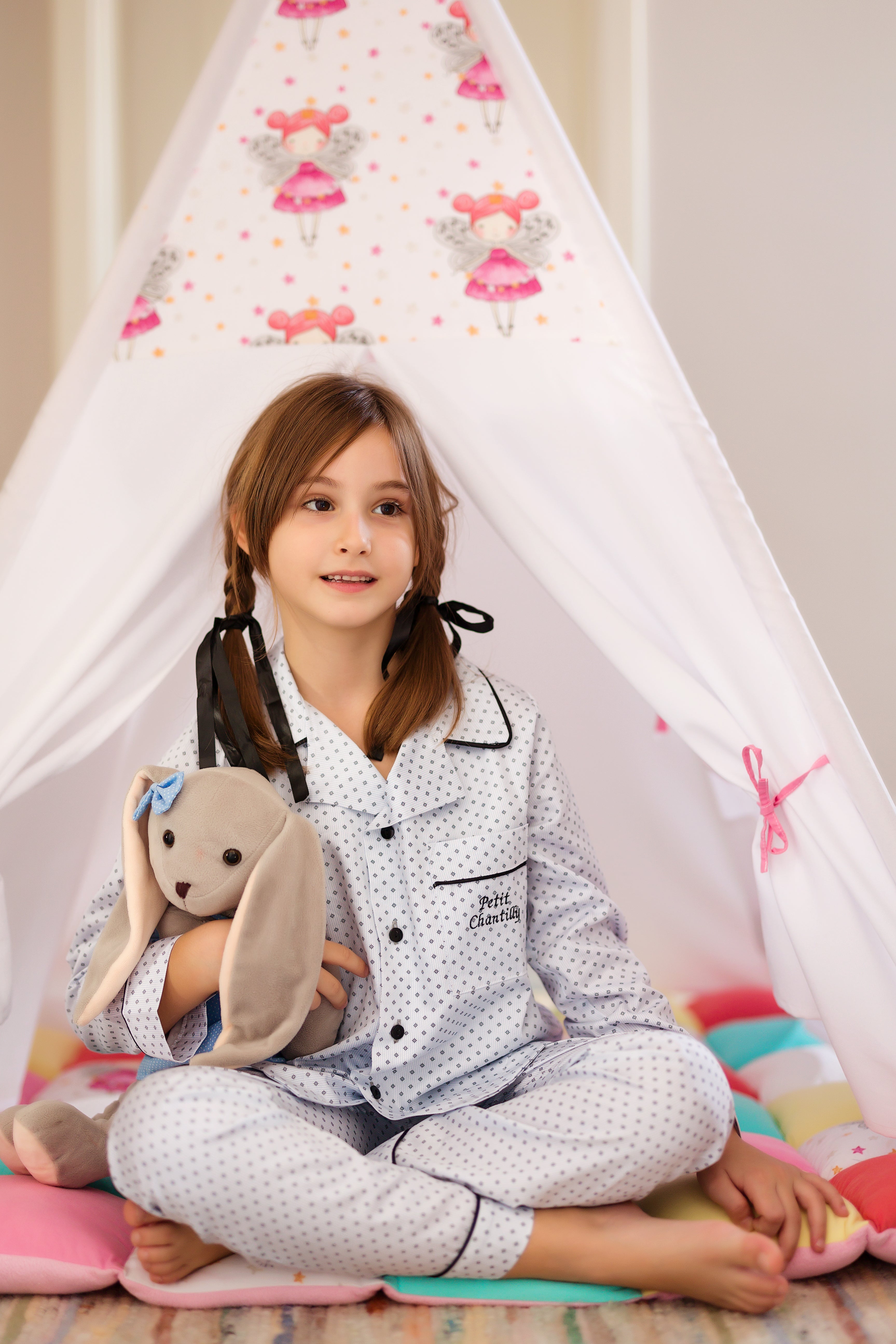 Pijama clasica bleu pentru copii - personalizabilă