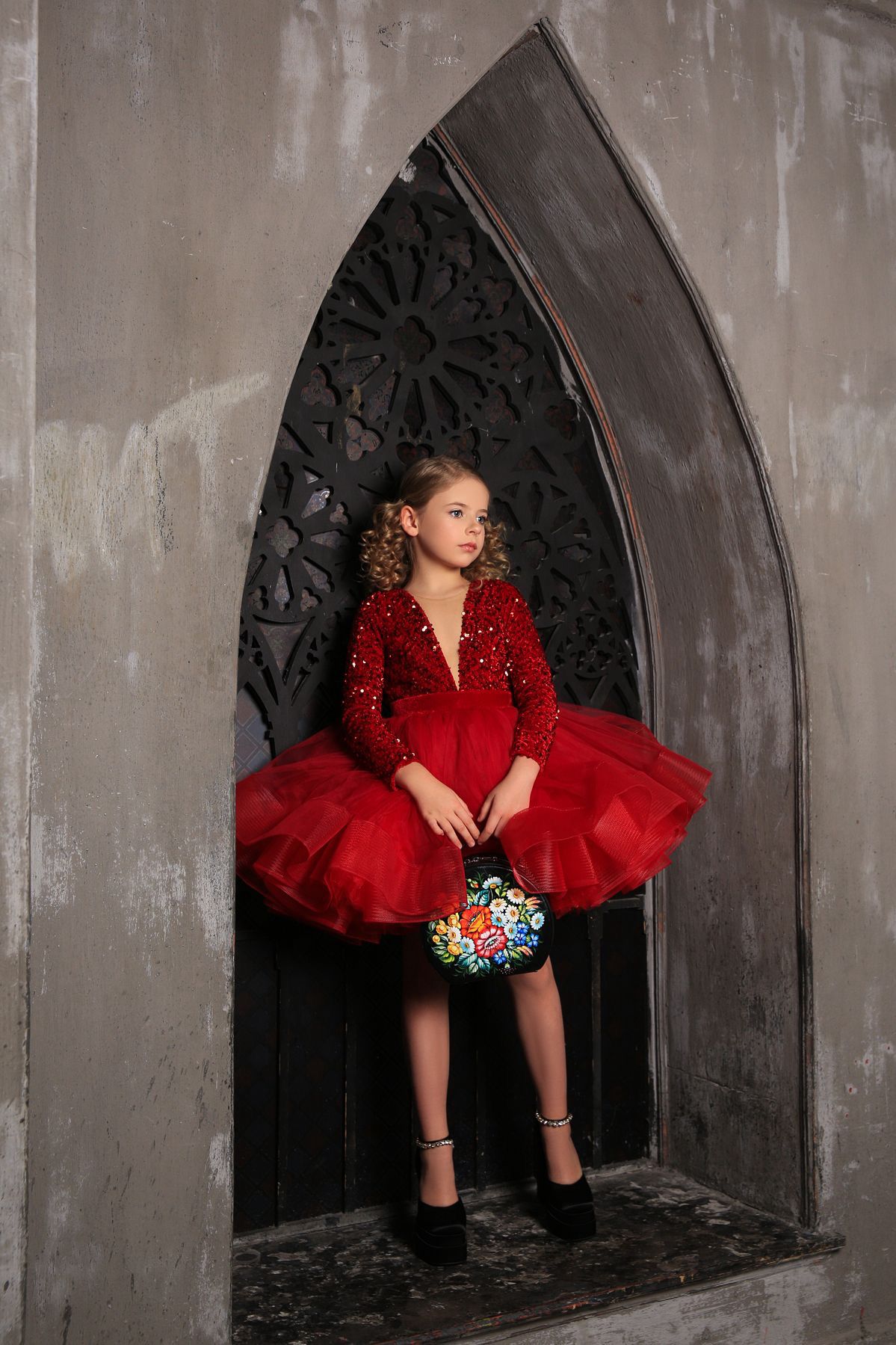 Rochie roșie eleganta pentru fete - Doria
